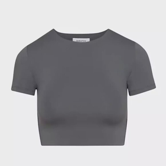 Aritzia Tops - Aritzia Contour Elegant Charcoal Short Sleeve Crew Cropped T-shirt Top